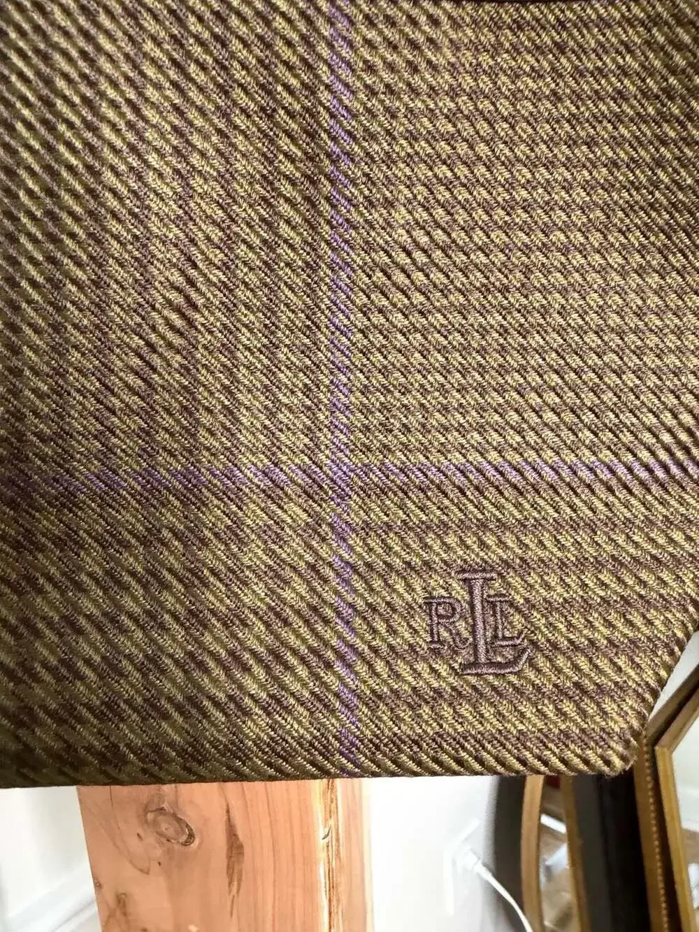 Y2K Lauren Ralph Lauren Vintage Houndstooth Plaid Tote Bag with Leather Trim